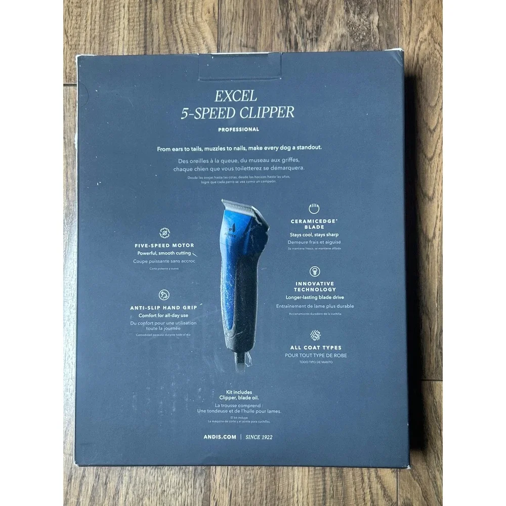 Andis Excel 5-Speed Professional Pet Clipper Blue Model SMC Rotary Motor USA